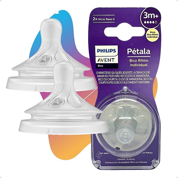 Bico Mamadeira Avent Pétala 3.0 Nº4 - 3m+ 2 Unidades Philips