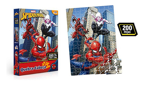 Quebra Cabeça 200 Peças Para Menino Marvel Homem Aranha