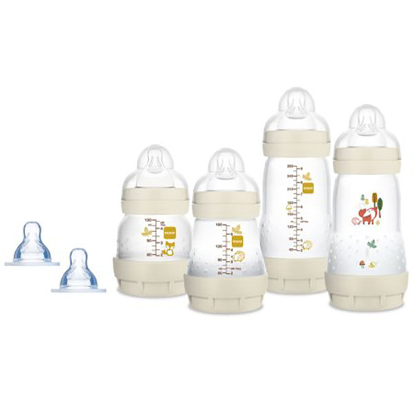 Kit 4 mamadeiras Aticólica  2 bicos Easy Start gift set 0m+ Neutro Mam