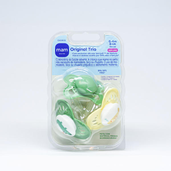 Chupeta Mam Original Trio Silicone 0-6m - 6m+ SkinSoft Neutra