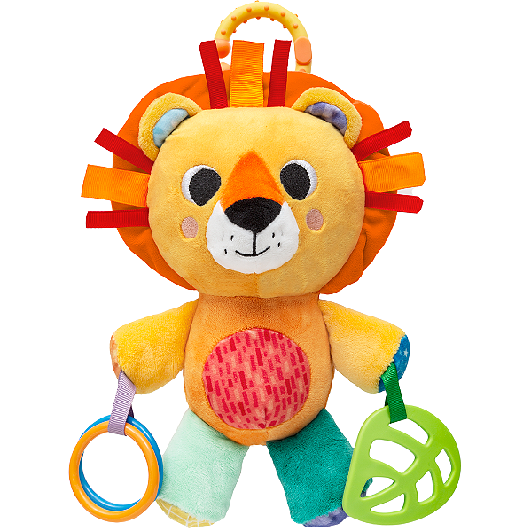 Pelúcia Leão Buba Treme Treme Mordedor Chocalho Bebê Selva