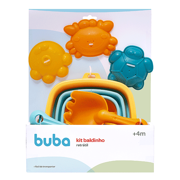 Kit Baldinho Retrátil De Praia Para Bebê Com Acessórios Buba