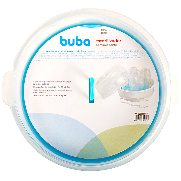Esterilizador De Microondas Vapor 4 Mamadeiras Buba C Pinça
