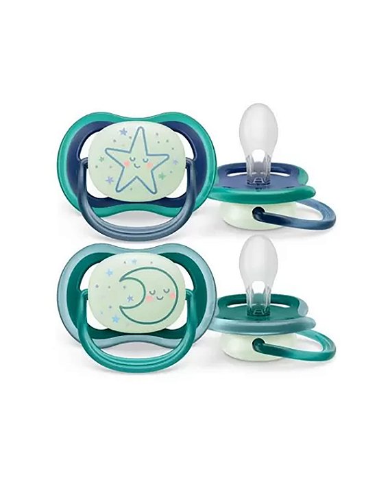 Chupetas Ultra Air Night Azul Brilha No Escuro Avent 6-18m