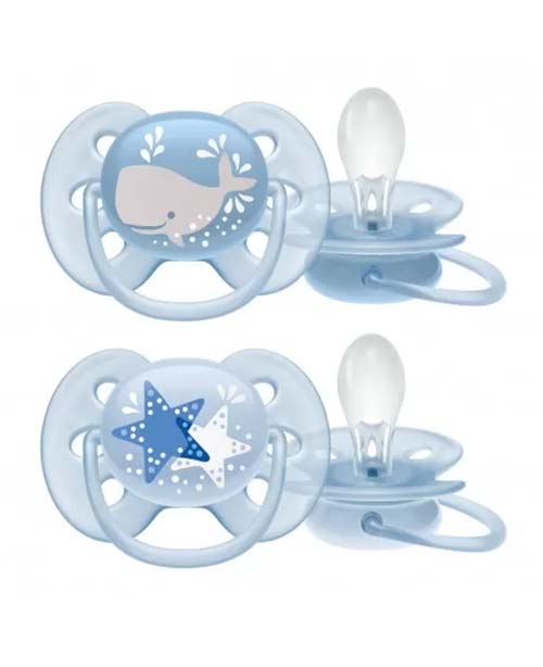 Kit Chupetas Ultra Soft 6-18m Meninos Philips Avent Baleia