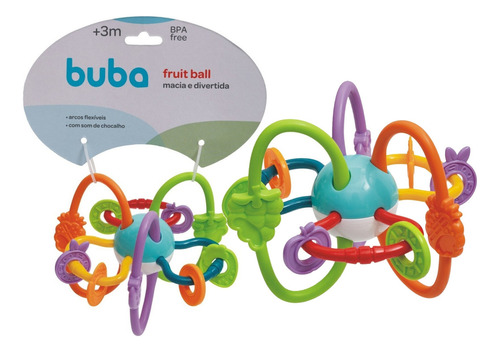 Mordedor Chocalho Macio E Flexível Para Bebê Fruit Ball Buba