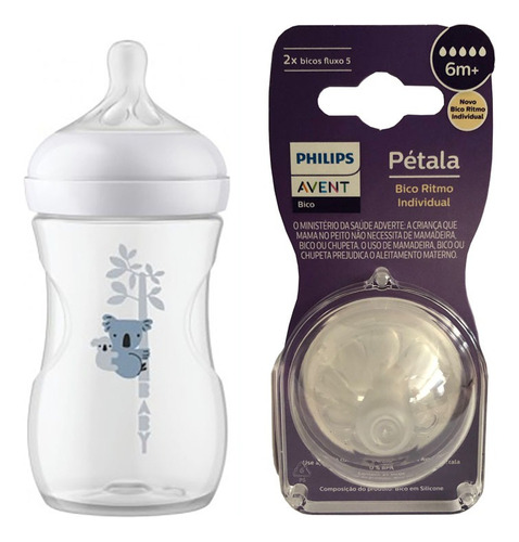 Mamadeira Anticólica Pétala 3.0 260ml Coala Philips Avent +2un Bico N5