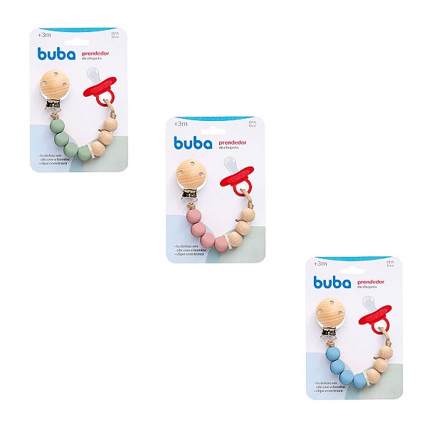 Prendedor de Chupeta Bambu Silicone Infantil Bebê Clip 0%Bpa