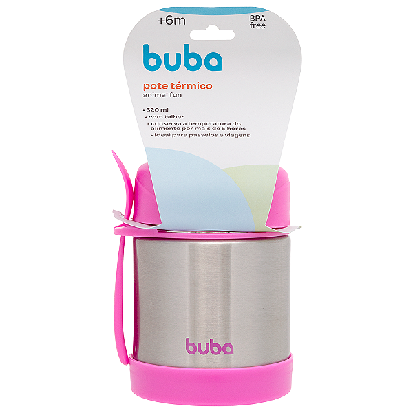 Pote Térmico Buba Rosa Infantil 320ml Frio e Quente Inox