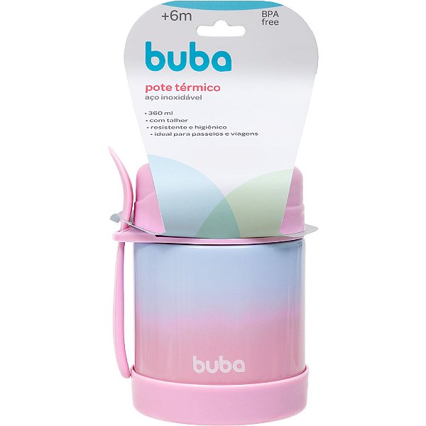 Pote Térmico Buba Rosa Infantil 320ml Frio e Quente Degrade