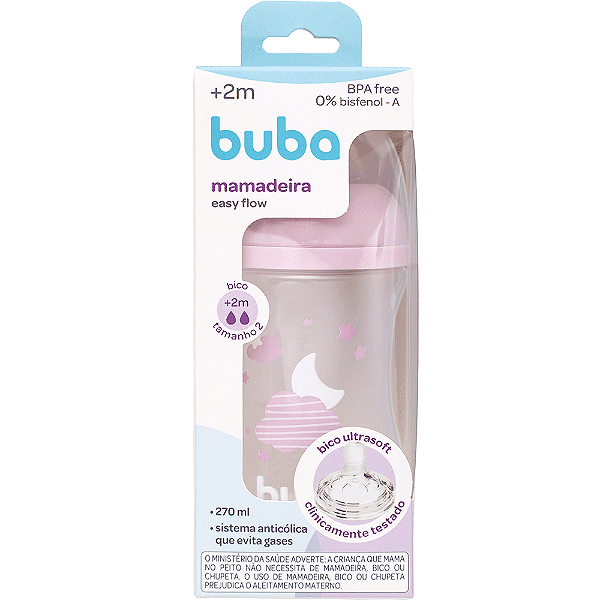 Mamadeira Easy Flow Nuvem Rosa 270ml Ultrasoft Pétala 2m+