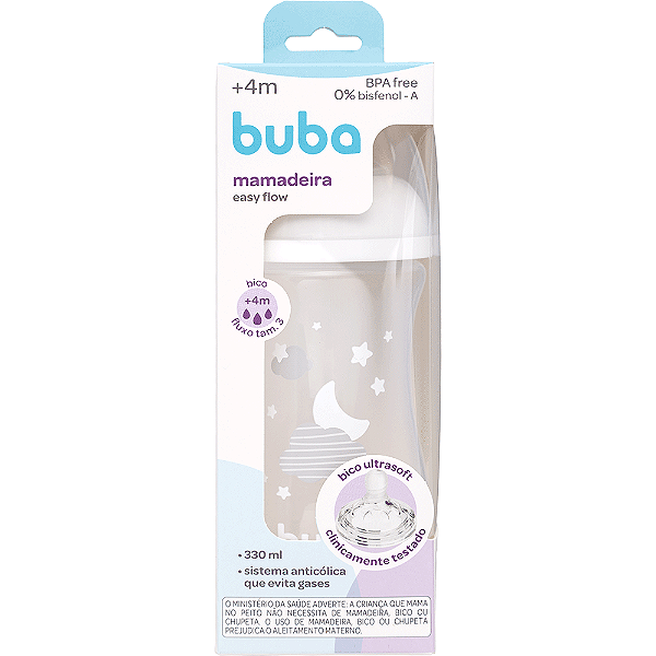 Mamadeira Easy Flow Nuvem Branca 330ml Ultrasoft Pétala 4m+