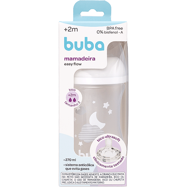 Mamadeira Easy Flow Nuvem Branca 270ml Ultrasoft Pétala 2m+