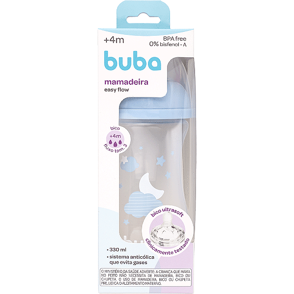 Mamadeira Easy Flow Nuvem Azul 330ml Ultrasoft Pétala 4m+