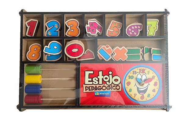 Estojo Pedagógico Brinquedo Infantil Em Madeira Estudo Luxo