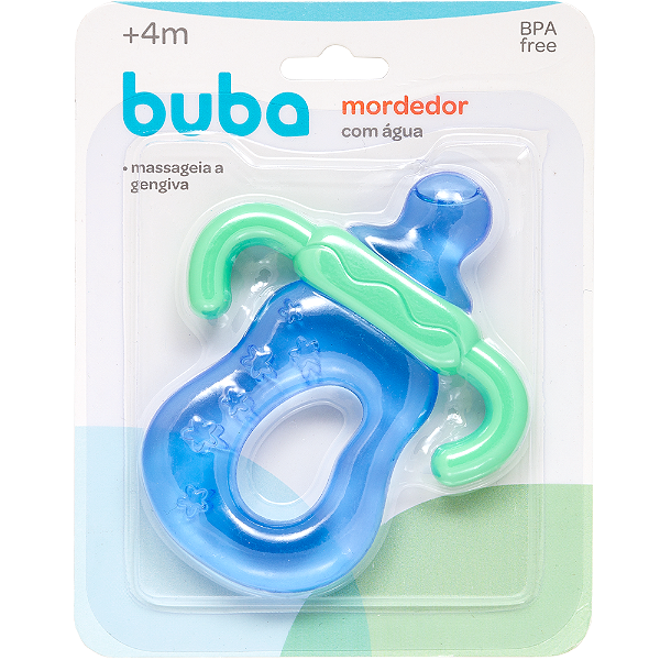 Mordedor Bebê Gengiva Dentição com Agua Mamadeira Azul Buba