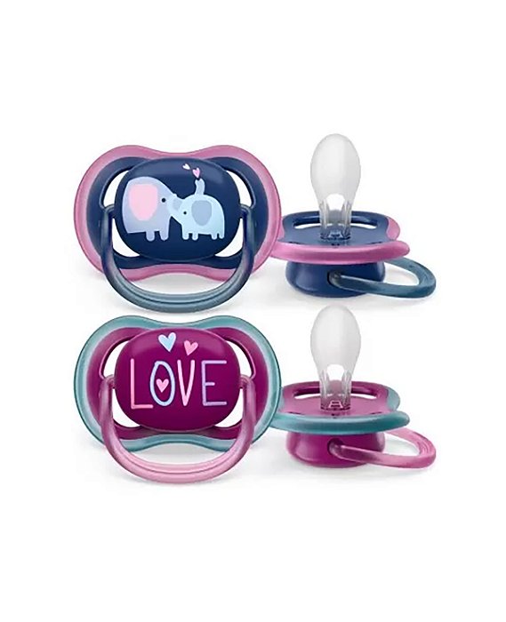 Kit 2un Chupeta Ultra Air 18m+ Philips Avent Elefante Love