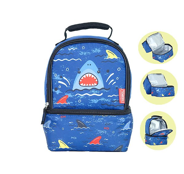 Bolsa Térmica infantil com alça e zíper Thermos Tubarão