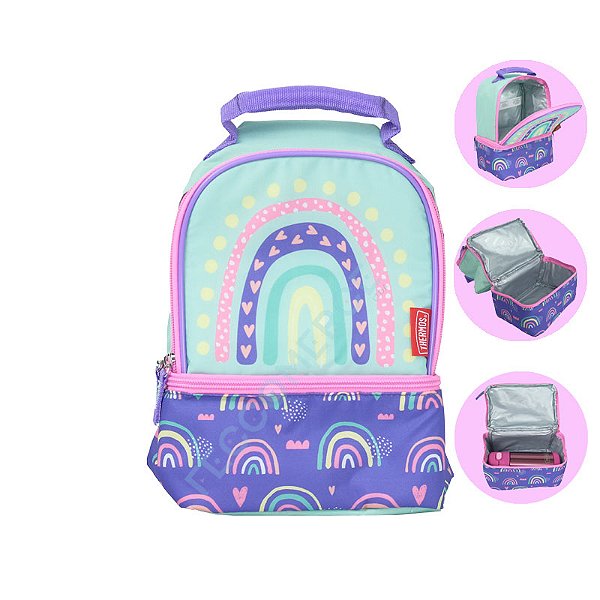 Bolsa Térmica infantil com alça e zíper Thermos Arco-Íris