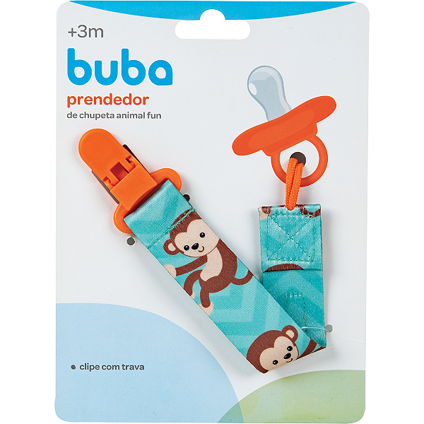 Prendedor de Chupeta Buba Bebê Infantil Animal Fun Macaco