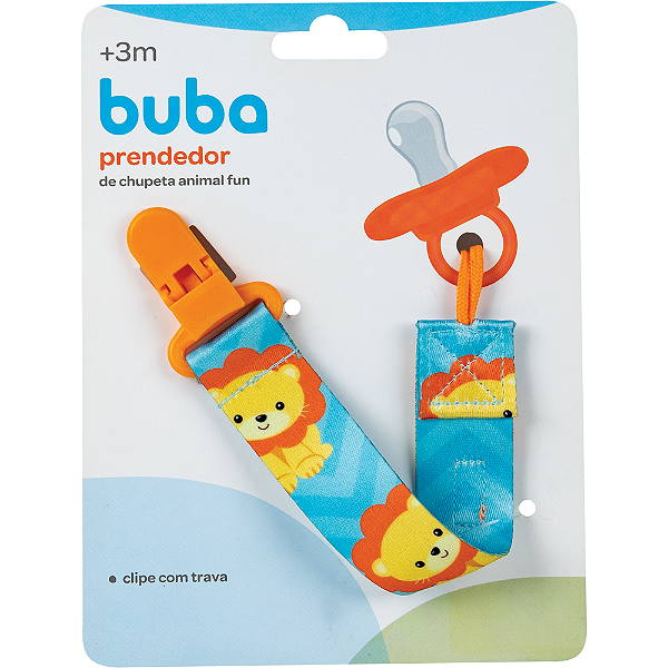 Prendedor de Chupeta Buba Bebê Infantil Animal Fun Leão