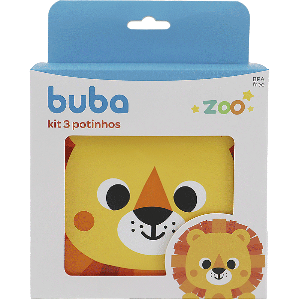 Kit 3 Potinhos Animais Buba Lanchinhos Buba Zoo Leão