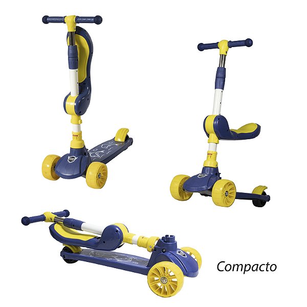 Patinete Blaster Infantil com Assento e Luz de Led KaBaby