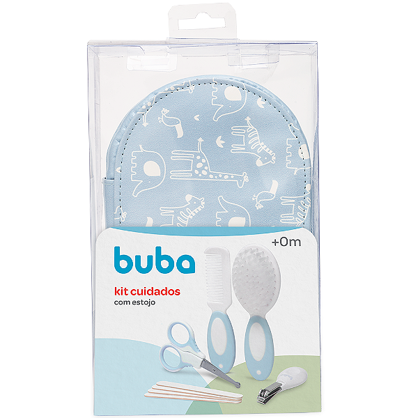 Kit Higiene Cuidados Bebê C/Estojo Tesoura Pente 9Itens Buba