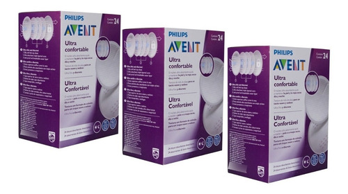Kit 3 Cx Absorvente Descartável Para Seios Avent Noite E Dia
