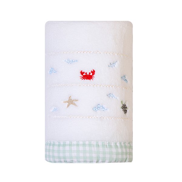 Cobertor de Bebê Bordado Microfibra 1.10mx90cm Fundo do Mar