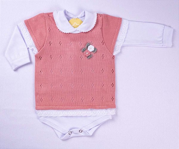 Kit Saida Maternidade Completa 7pç Recem Nascido Abricota