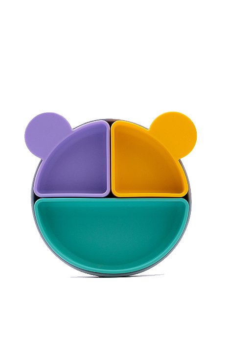 Prato Silicone Infantil Divisória Removiveis Autismo Ursinho