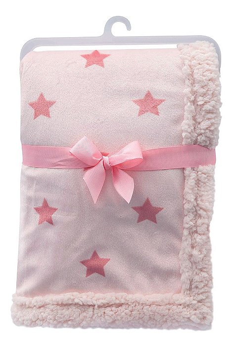 Mantinha Buba Cobertor Estrelinhas Antialérgica Bebê Rosa