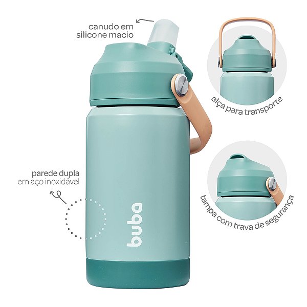 Garrafa Térmica Buba Parede Dupla C Alça Bico Silicone Forest