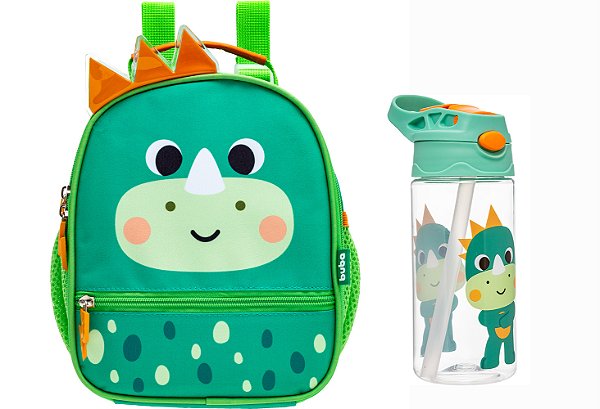 Lancheira Infantil Térmica e Garrafa Tritan Dino Com Alça
