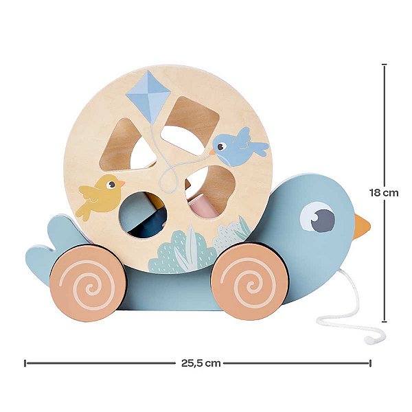 Brinquedo Educativo de Madeira Passarinho com Cordão Cloudy