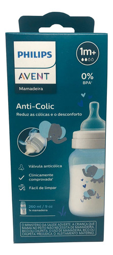 Mamadeira Avent Elefante Clássica Menino Bico Nº 2 260ml