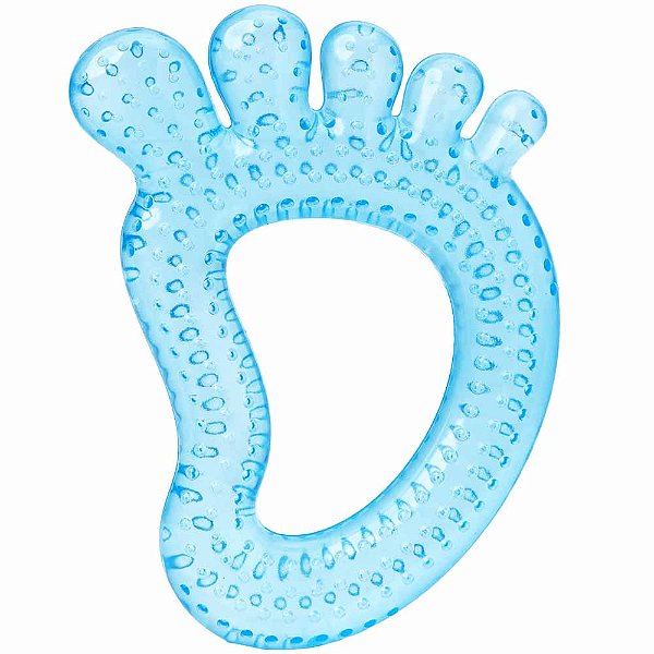 Mordedor Com Água Pezinho Azul Alivio Gengiva Dentição