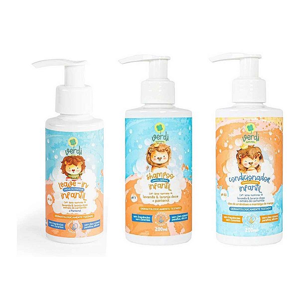 Kit Infantil Verdi Natural Shampoo Condicionador Leave-in