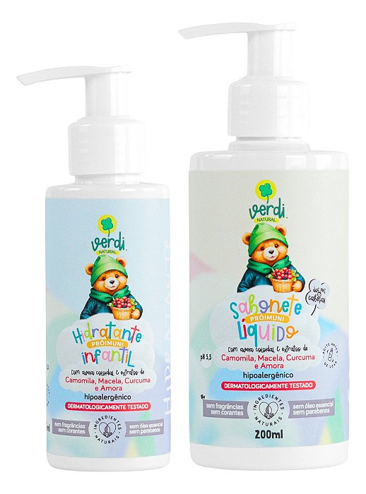 Sabonete E Hidratante Kit Próimuni Pele Corpo Infantil Verdi