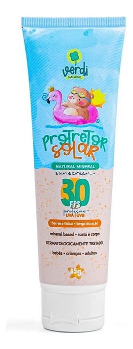 Protetor Solar Físico Mineral Verdi Natural 30FPS UVA/UVB