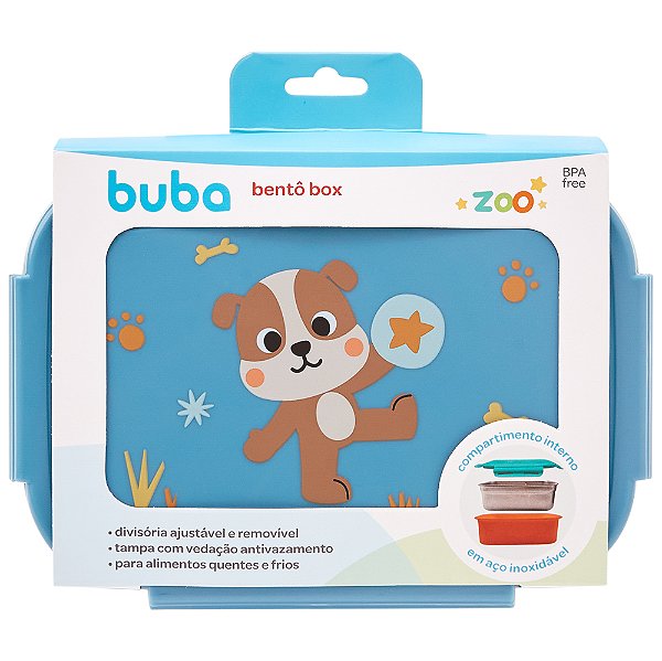 Bentô Box Aço Inox 600ml Marmita Lancheira Buba Zoo Cachorro