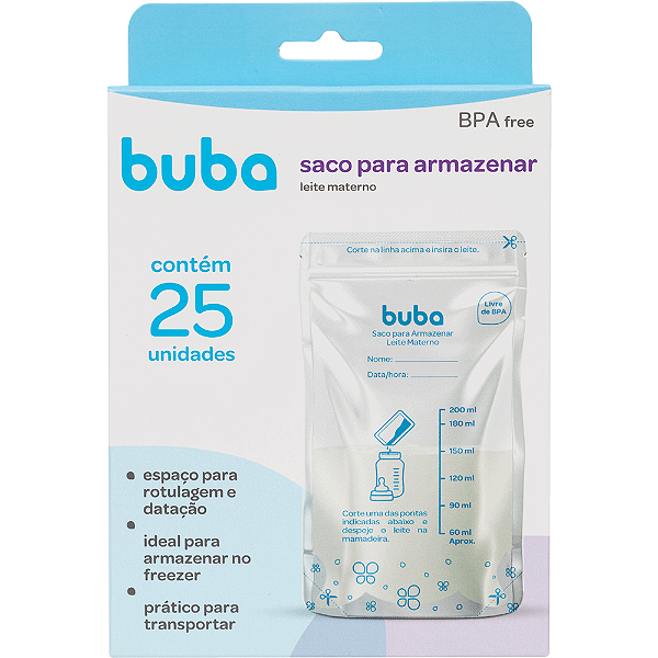 Saco Leite Materno Buba BPA Free 200ml 25 Unidades