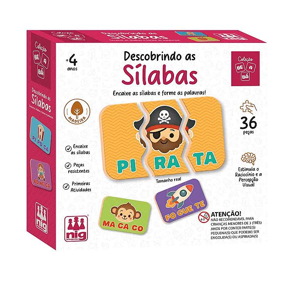 Jogo Descobrindo As Sílabas Alfabetização Infantil Madeira