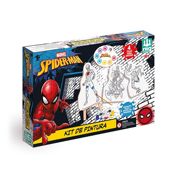 Kit Pinturas Homem Aranha Com Paleta Tintas E Cavalete Nig