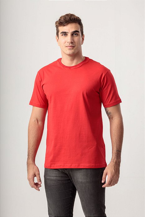 CAMISETA DE MALHA ALGODÃO MASCULINA VERMELHA