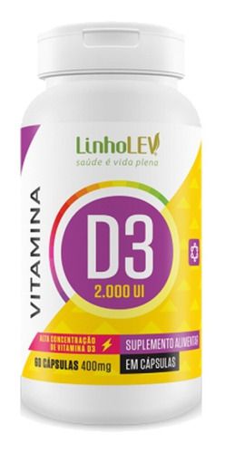 Vitamina D3 2000ui 400mg 60 Cápsulas - Linho Lev