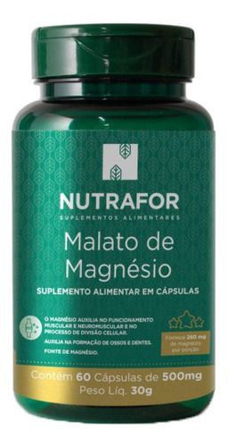 Malato De Magnésio 60 Cápsulas - Nutrafor