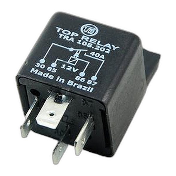 Relé Auxiliar 40A 12V 4 Terminais com Suporte