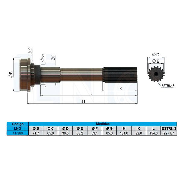 Ponte Cardan Traseiro Hilux SRV 4x4 2016/ - 181,6mm 22E